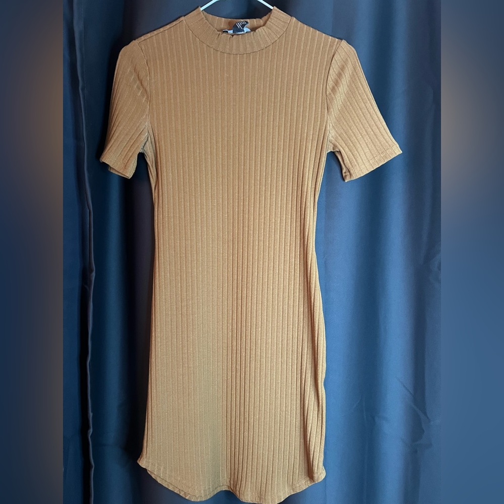 Short Sleeved Brown Knit Dress